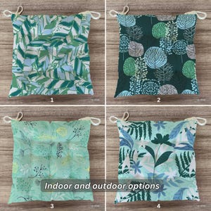 Puffy Seat Pad, Green Chair Cushion, Soft Cushion with Ties, Comfortable Seat Pad, New Home Gift, Indoor Outdoor Chair Cushion