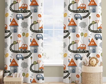 Car Road Trip Nursery Curtains – Playful Boys Room Decor