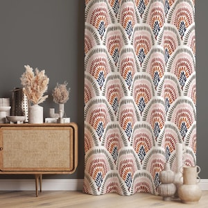 Retro Curtains, Fish Scale Drapes, Vintage Design Window Curtains, Blackout Option, Custom Size Curtains, Door Curtain, Home Decor Drapes