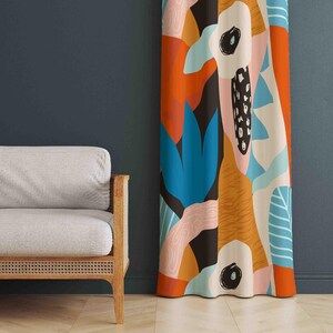 Abstract Modern Curtains, Colorful Art Pattern Drapes, Custom Made ...