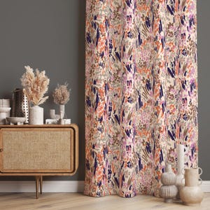 Window Curtains, Artistic Drapes, Abstract Flower Design Living Room Curtains, Home Decor Window Treatments, Blackout Option, Custom Size