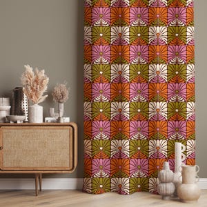 Retro Curtains, Vintage Design Drapes, Mid Century Modern Window Treatment, Blackout Opt, Living Room Curtain, Custom Size Fabric, Valance