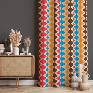 Colorful Bohemian Window Curtain, Vibrant Boho Style Drapes,, Colorful Window Treatment, Retro Home Drapes, Blackout Option Window Coverings
