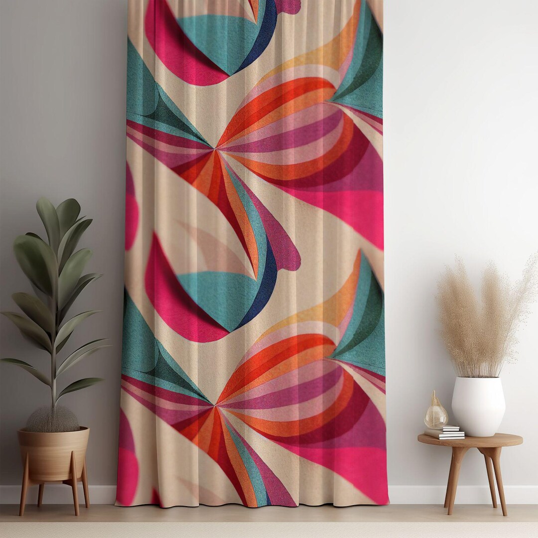 Artistic Curtain, Modern Art Window Drape, Pastel Color Window ...