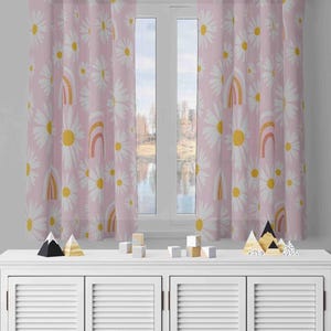 Pink Nursery, Girl Curtains, Kids Room Drapes, Rainbow Nursery Window Treatments, Blackout Option, Custom Size, Eyelet Rod Pocket Option,