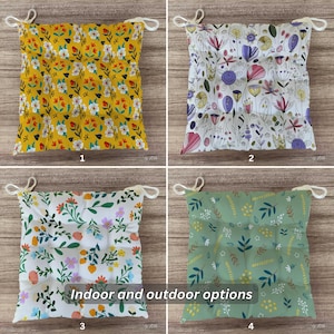 Floral Puffy Cushion, Puffy Chair Cushion, Indoor or Outdoor Spring Fluffy Seat Cushions, Flowered Chair Pads, Kitchen Seat pad
