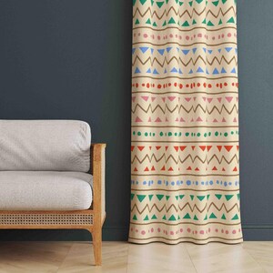 Window Curtains, Ethnic Design Drapes, Boho Window Curtains, Home Decor Curtain Panels, Blackout Option, Custom Size, Living Room Curtains
