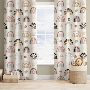 Window Curtains, Rainbow Drapes, Kids Room Window Treatments, Nursery Curtain Panel, Home Gift, Blackout Option, Custom Size Window Covering