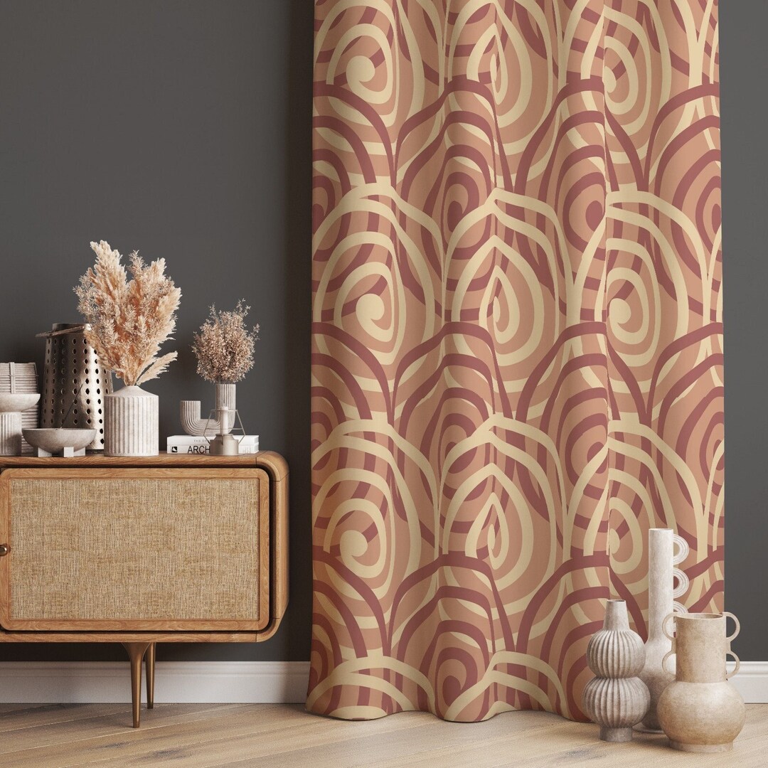 Pattern Block Curtain Sleek Geometric Patterns Curtain Panels, Abstract Decor Drapes ...