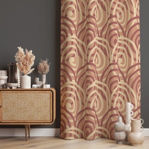 Sleek Geometric Patterns Curtain Panels, Abstract Decor Drapes, Abtsract Living Room Curtains, Window Curtains For Bedroom, Nordic Curtains