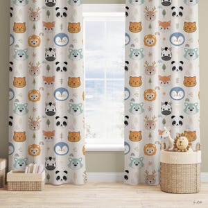 Nursery Curtains, Animal Print Drapes, Playful Window Treatments, Kids Room Decor, Blackout Option, Custom Size,
