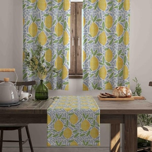 Retro Vorhänge, Zitronen Design Vorhänge, Küchenvorhänge, Vintage Design Fensterdekoration, Esszimmer Vorhänge, Verdunkelungsoption, benutzerdefinierte Größe