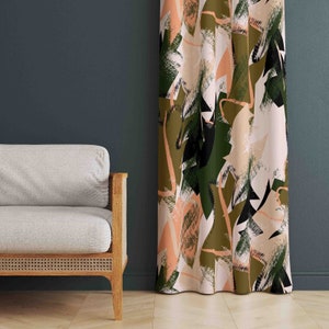 Abstract Window Curtains, Artistic Window Treatments, Bohemian Home Accents, Unique Abstract Drapery, Abstract Home Decor, Boho Home Decor