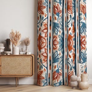 Window Curtains, Bohemian Drapes, Floral Window Treatments, Blackout Option, Custom Size, Home Decor Curtain Panel, Living Room Curtains