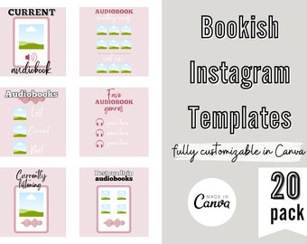 Plantillas de Canva para reseñas de audiolibros, kit social de Bookstagram, publicación de blog de libros