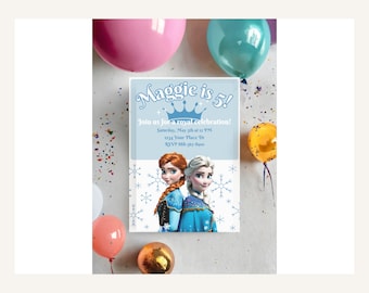 Frozen Invitation Template, Editable Birthday Download, Frozen II Party Supply, Anna Elsa Birthday Card, Printable Digital