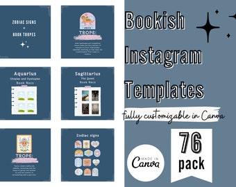 Modelos de Instagram com temas literários do zodíaco para blogueiros literários - Modelo Canva