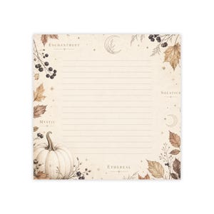 Autumn Pumpkin Lined Notes Post-it® Note Pads | Fall Leaves, Moon & Botanicals