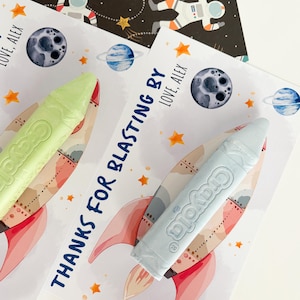 Space Party Favor Outer Space Party Favor Space Kids Birthday Party Rocket Birthday Party Two the Moon Party Sidewalk Chalk Favor Set of 6