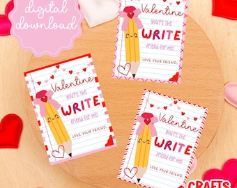 Valentine Pencil Tag Valentine Gift Tag Printable Valentine Card Valentine Non-Candy Gift School Valentine Valentine Tag Instant Download