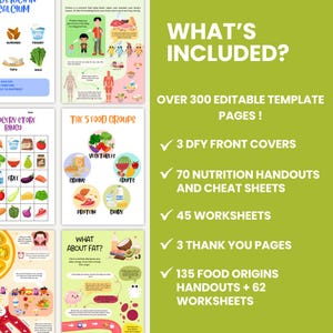 The Ultimate Kids Nutrition Bundle Editable Canva Template, Children, Education, Healthy Plate, Worksheet, Kids Food Illustration image 2