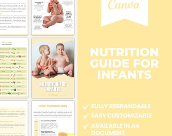 Nutrition Guide for Infants Editable Canva Template | Breastfeeding | Baby Food | Baby’s First Foods | Baby Led Weaning | Baby Meals