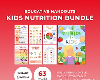 Kids Nutrition Bundle Editable Canva Template, Children, Education, Healthy Plate, Diet, Handouts, Worksheet, Kids Food Illustration