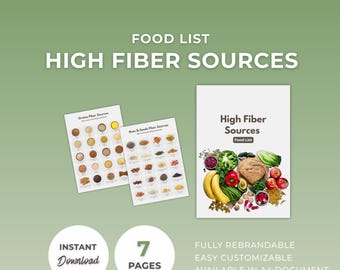 High Fiber Foods List: Editable Nutrition Guide (Canva Template)