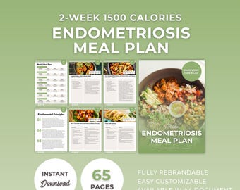 2-Week Endometriosis Meal Plan Canva Template: Anti-Inflammatory Recipes (Digital Download)