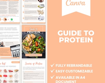Guide to Protein Editable Canva Template | High Protein Recipes | Nutrition | Health and Fitness | Health Coach | Protein Sources | Diet