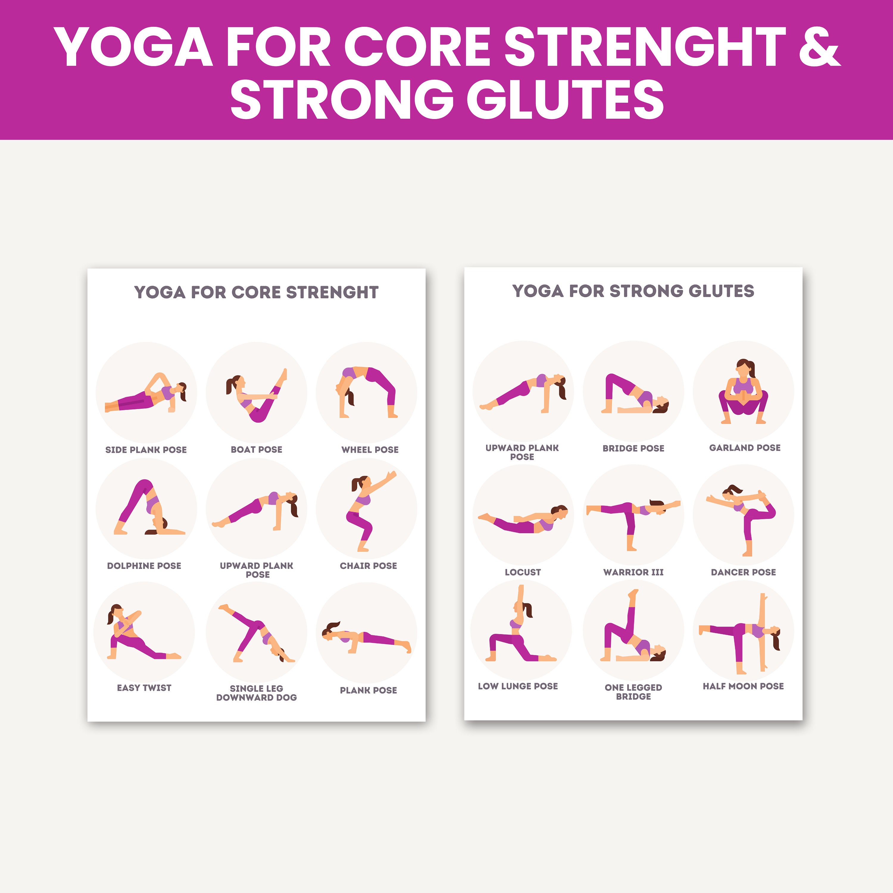 Yoga Cheat Sheet: Poses for All Levels - Canva Template (digital Download) - Etsy