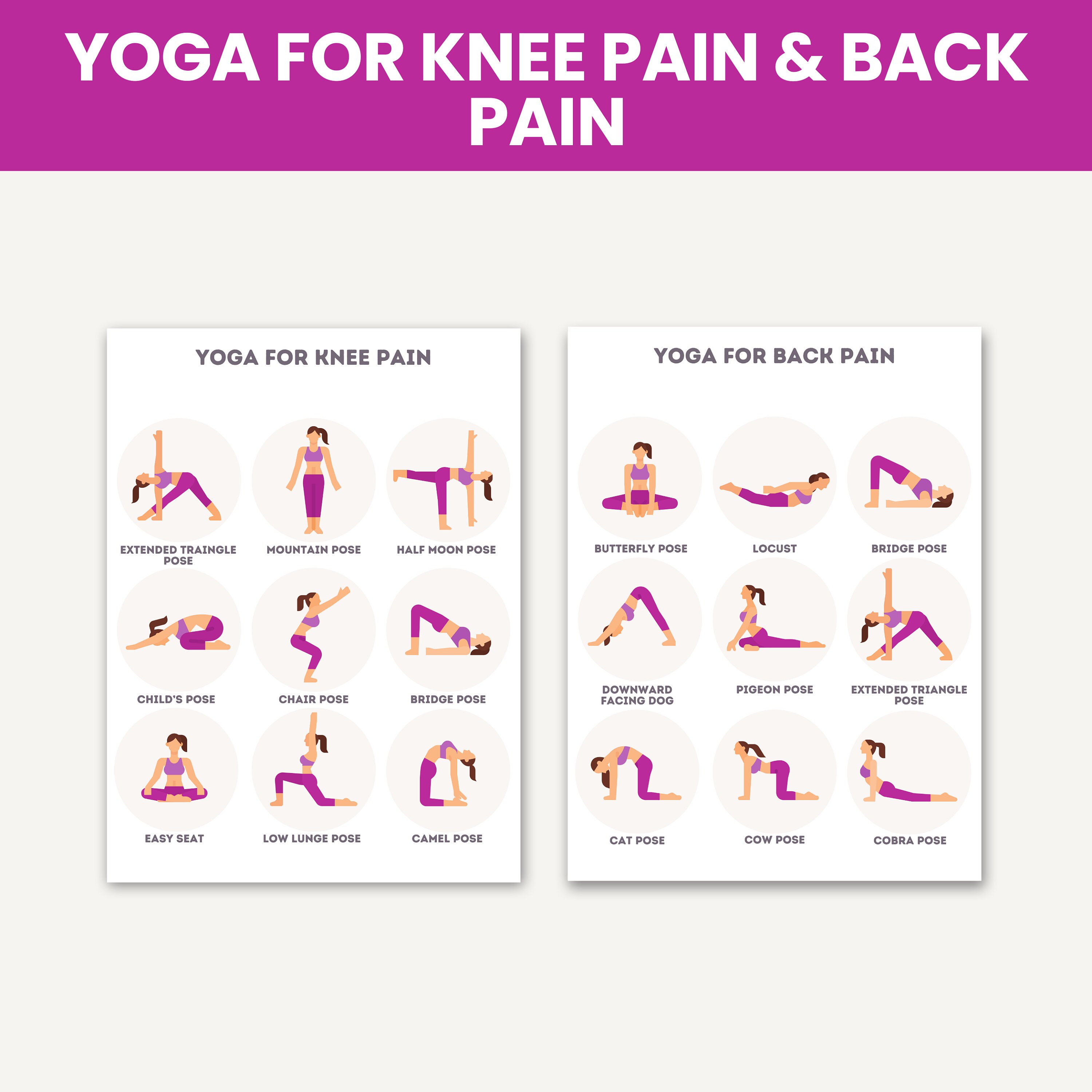 Yoga Cheat Sheet: Poses for All Levels - Canva Template (digital Download) - Etsy