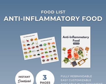 Lista de alimentos antiinflamatorios: Plantilla editable de Canva (A4 y carta)