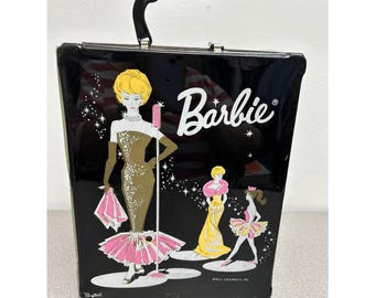 1961 Barbie Double Case Black Faux Patent Leather Etsy