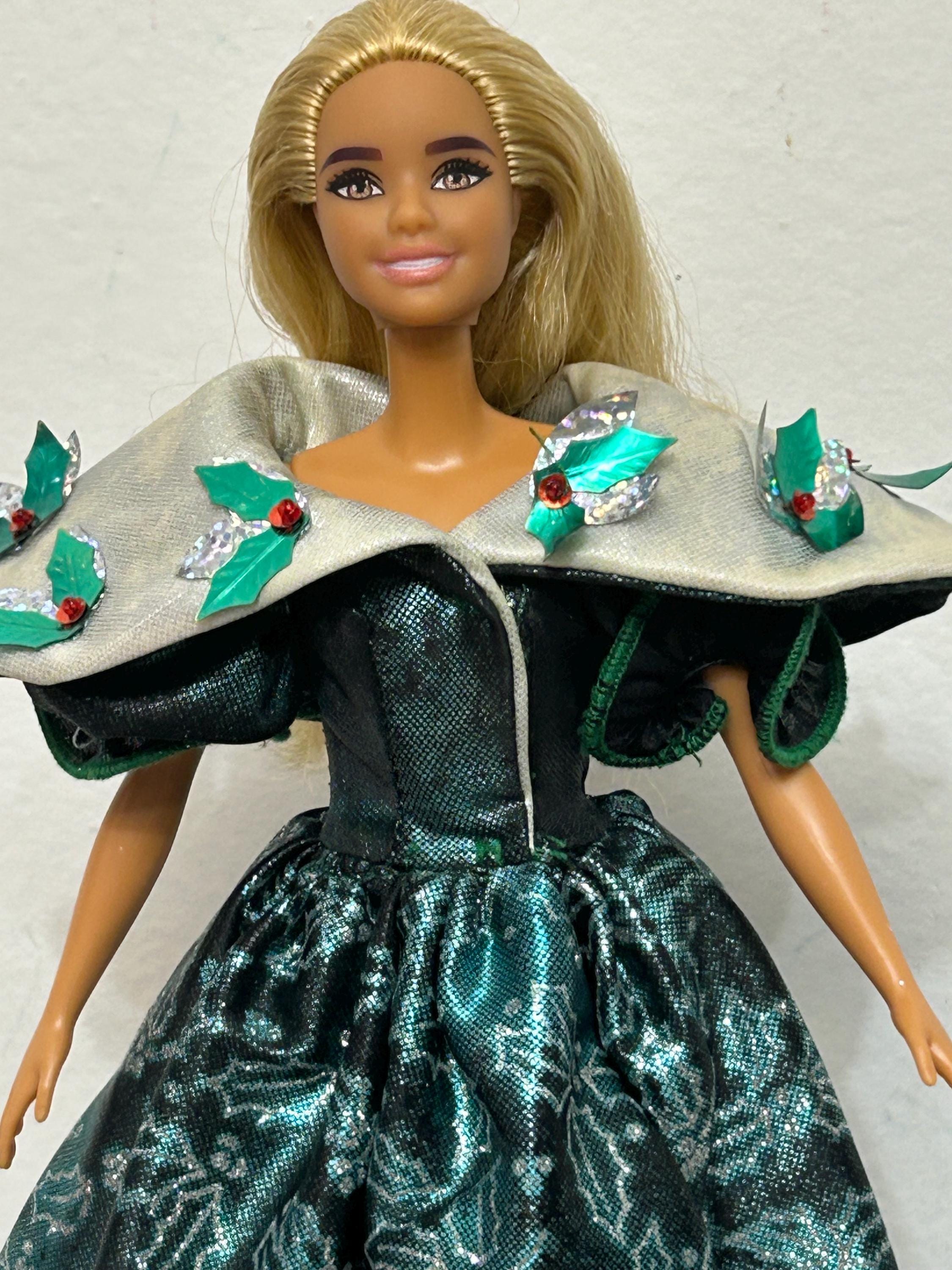 Vintage Barbie Barbie Vestito Verde Velluto Bambola Doll In