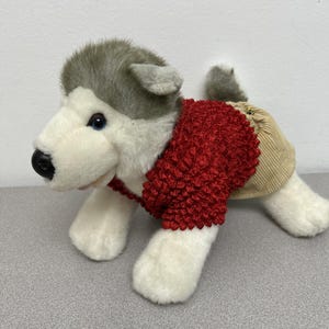 Build-a-Bear Husky Dog 15&quot; Plush Stuffed Animal, Toy, Blue Eyes, 2 Piece Outfit