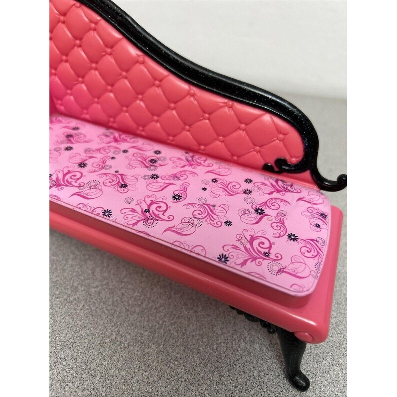 Mattel Barbie Doll Chaise Lounge Sofa Couch Pink and Black Etsy