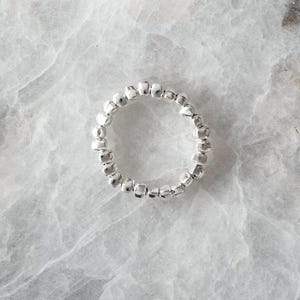 Liana Silver Bead Ring - S925 Sterling Silver with Polished Beads and Stretchable Band for a Comfortable Fit