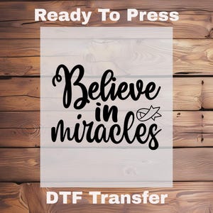 Believe in Miracles Breast Cancer Awareness DTF Transfer,Ready to Press Inspirational Hope Ribbon Iron On Graphic For Shirts