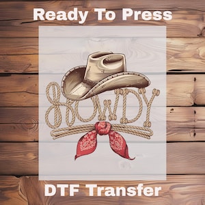 Western Howdy Graphic DTF Transfer,Retro Rodeo Cowboy Hat Design for Country Style Shirts,Rodeo Vibes Design Ready to Press
