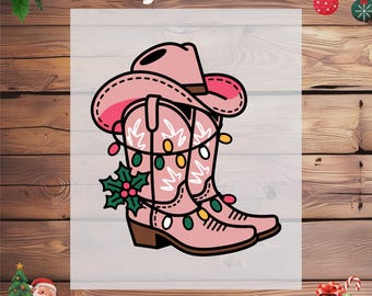 Christmas Western Cowgirl DTF Transfer,Western Party Shirt Design Ready To Press