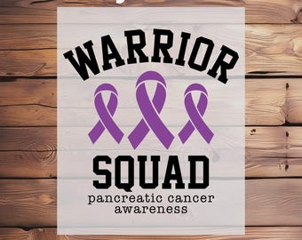 Pancreatic Cancer Awareness Shirt DTF Transfer,Warrior Squad Iron On,Purple Ribbon Ready To Press