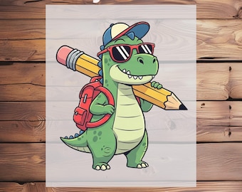 T-Rex Dinosaur DTF Transfer Back to School Iron On Decal,Ready to Press DTF for Kids Shirt,Dinosaur Shirt DTF Print