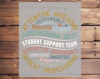 Student Support Team DTF Transfer,Uplifting Words Transfer for School Crew Ready to Press Iron On Positive Words