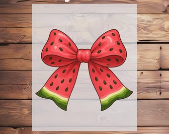 Sweet Watermelon Bow DTF Transfer Summer Iron On Decal for Girl’s Tee,Ready to Press Summer Decal