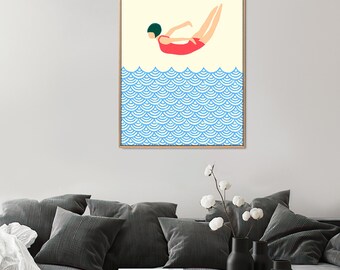 Jump into the sea poster digital file, digital download