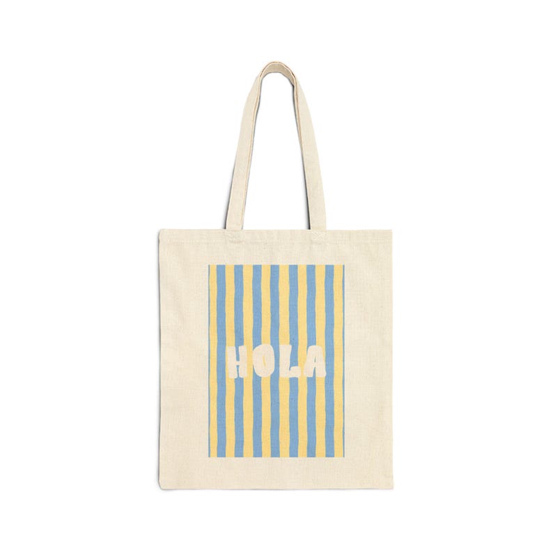 Hola Stripes Tote Bag | Yellow Blue Vertical Stripe Canvas - Etsy.de