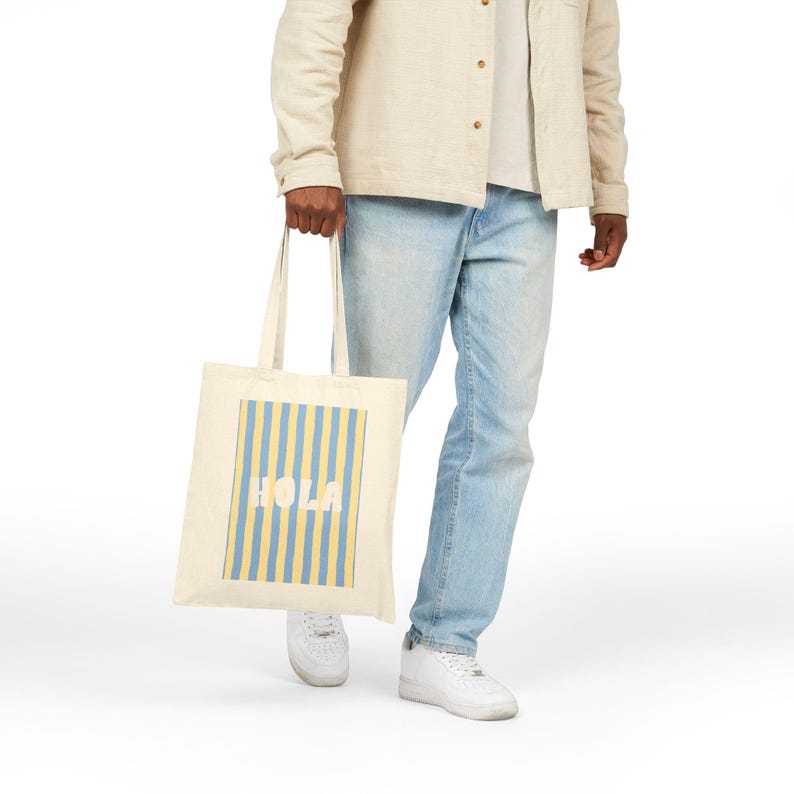 Hola Stripes Tote Bag | Yellow Blue Vertical Stripe Canvas - Etsy.de