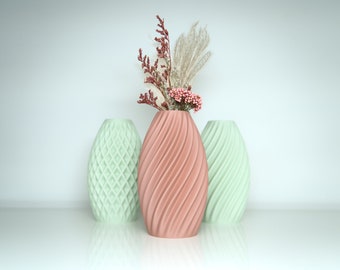 Flower vase for bouquets or dried flowers, fresh pastel colors: mint, terracotta and pink