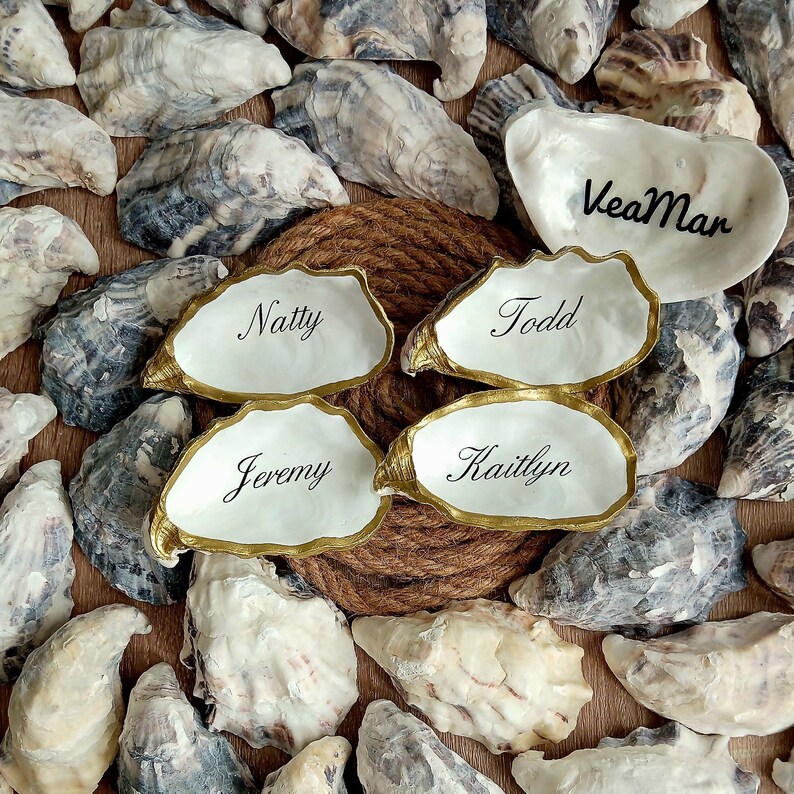 Personalized Small Oyster Shells With Calligraphy Names –unique, Custom ...